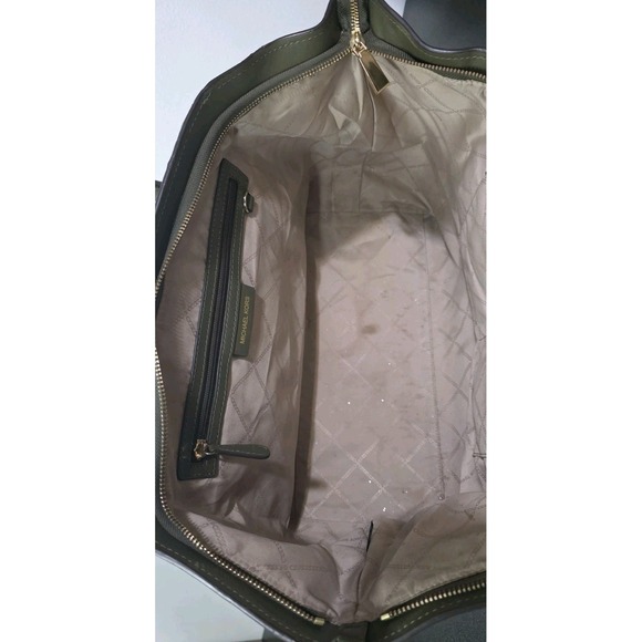 Michael Kors Avril XL Extra Large Top Zip Tote Shoulder Leather Bag Olive Green - Picture 9 of 14